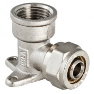 Фитинг обжимной Valtec угольник с креплением (водорозетка)
